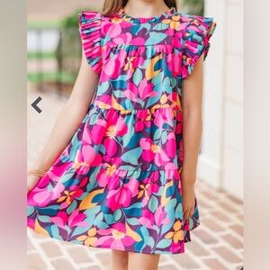 Shop the Mint Girls Floral Dress with Ruffle Sleeves - Large (10/12)
